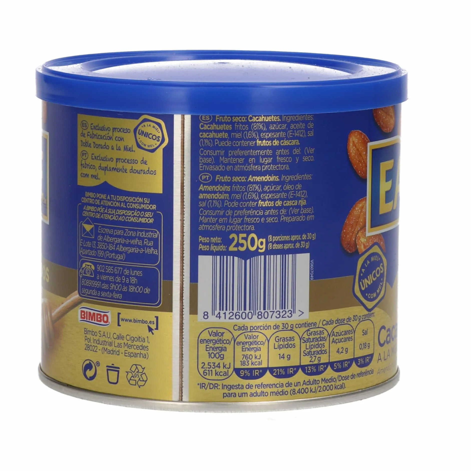 Eagle Cacahuetes Dorados a la Miel y Sal | Pack 2x250g | Snack Crujiente Dulce-Salado | OsoRetail
