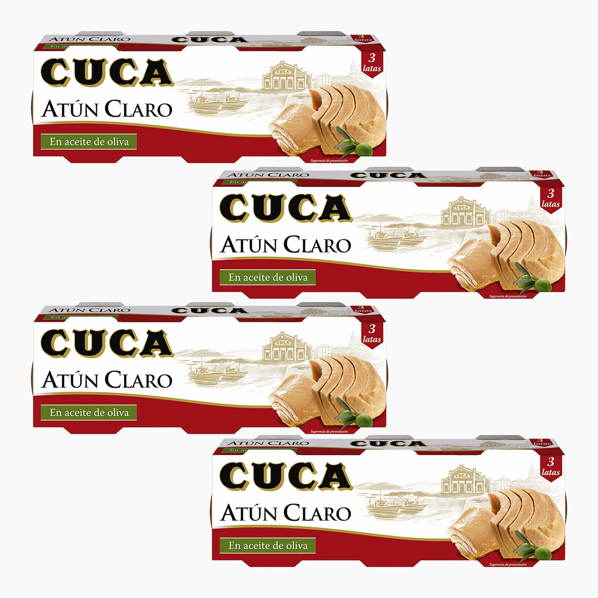 Cuca Atún claro en aceite de oliva, pack de 4 estuches de 3 latas de 65gr
