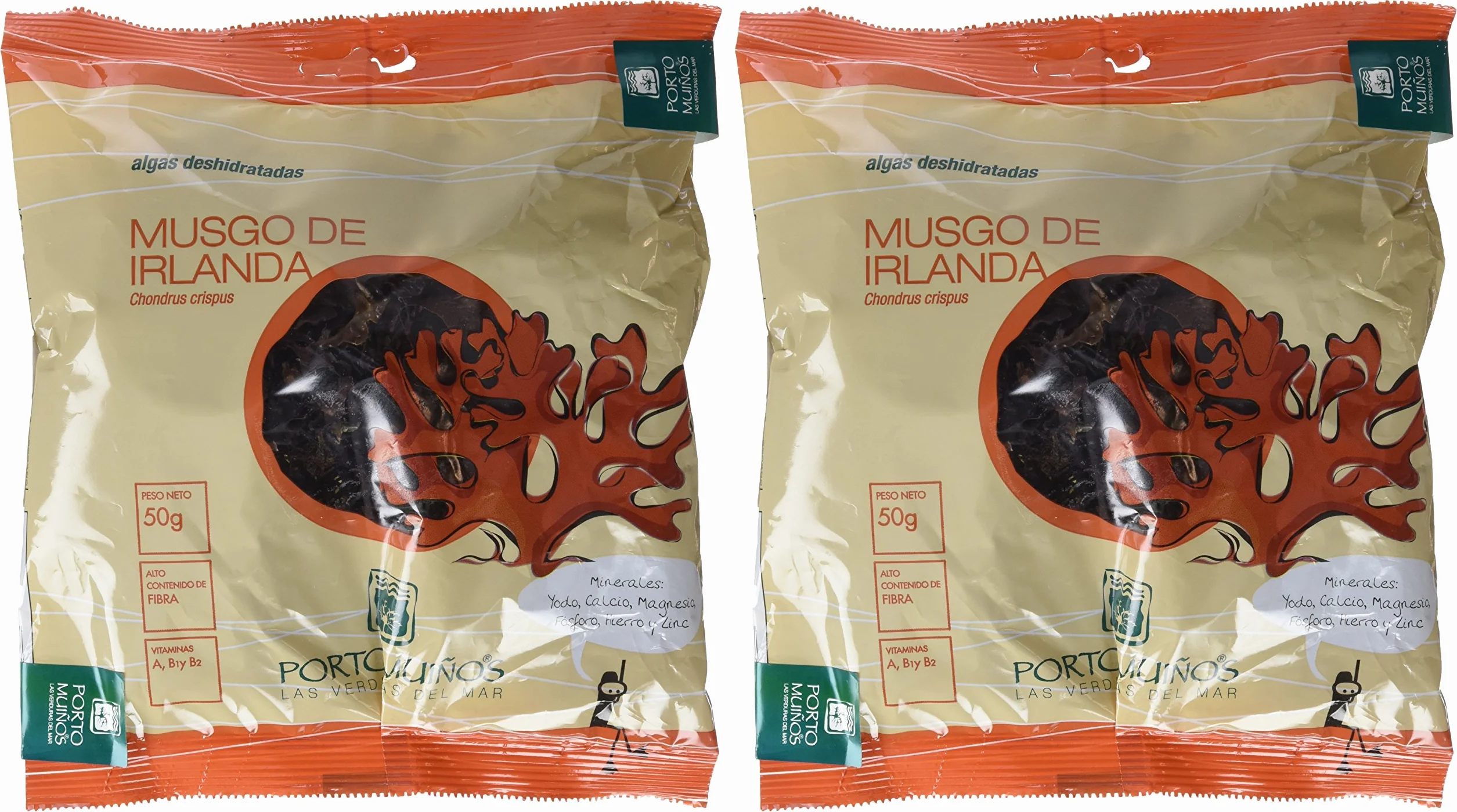 Porto Muiños Alga Musgo de Irlanda Deshidratada - Paquete de 2 x 50 gr - Total: 100 gr