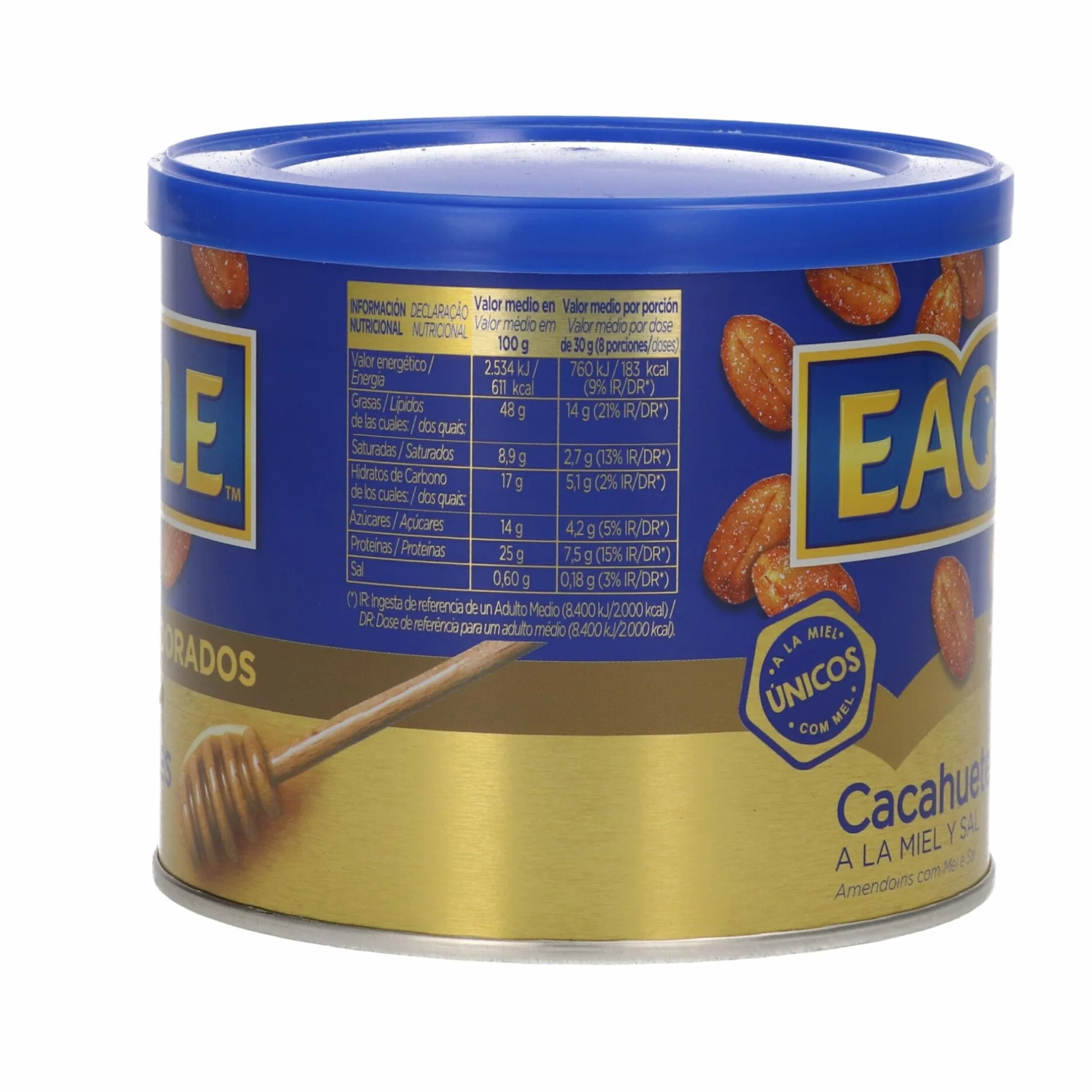 Eagle Cacahuetes Dorados a la Miel y Sal | Pack 2x250g | Snack Crujiente Dulce-Salado | OsoRetail