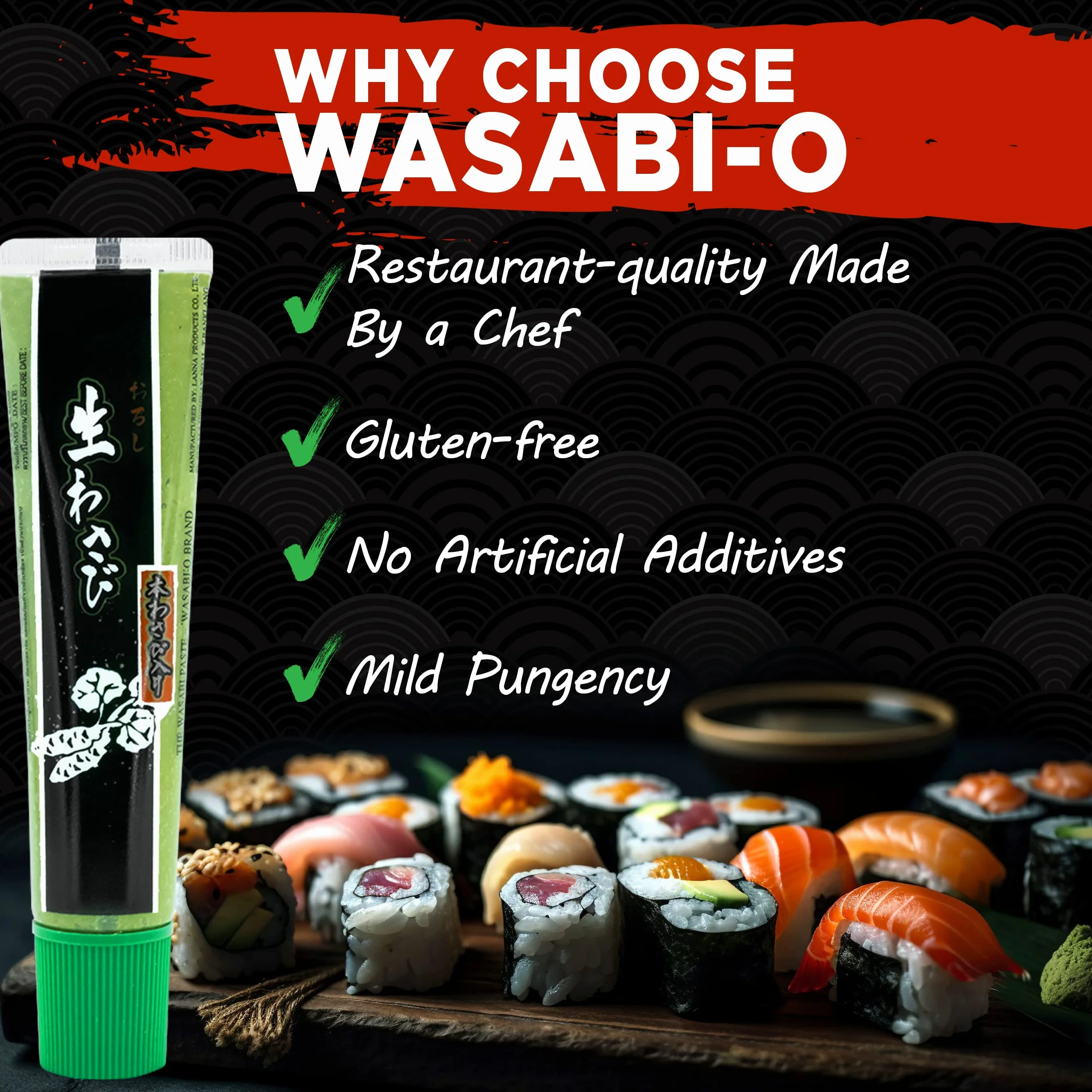 WASABI-O Authentic Japanese Wasabi Sauce 62g & Wasabi Paste 43g Made with Fresh Real Wasabi - Japanese Real & Fresh Hot Sauce Made with Premium Wasabi Root, Wasabi Sauce for Sushi & Salad