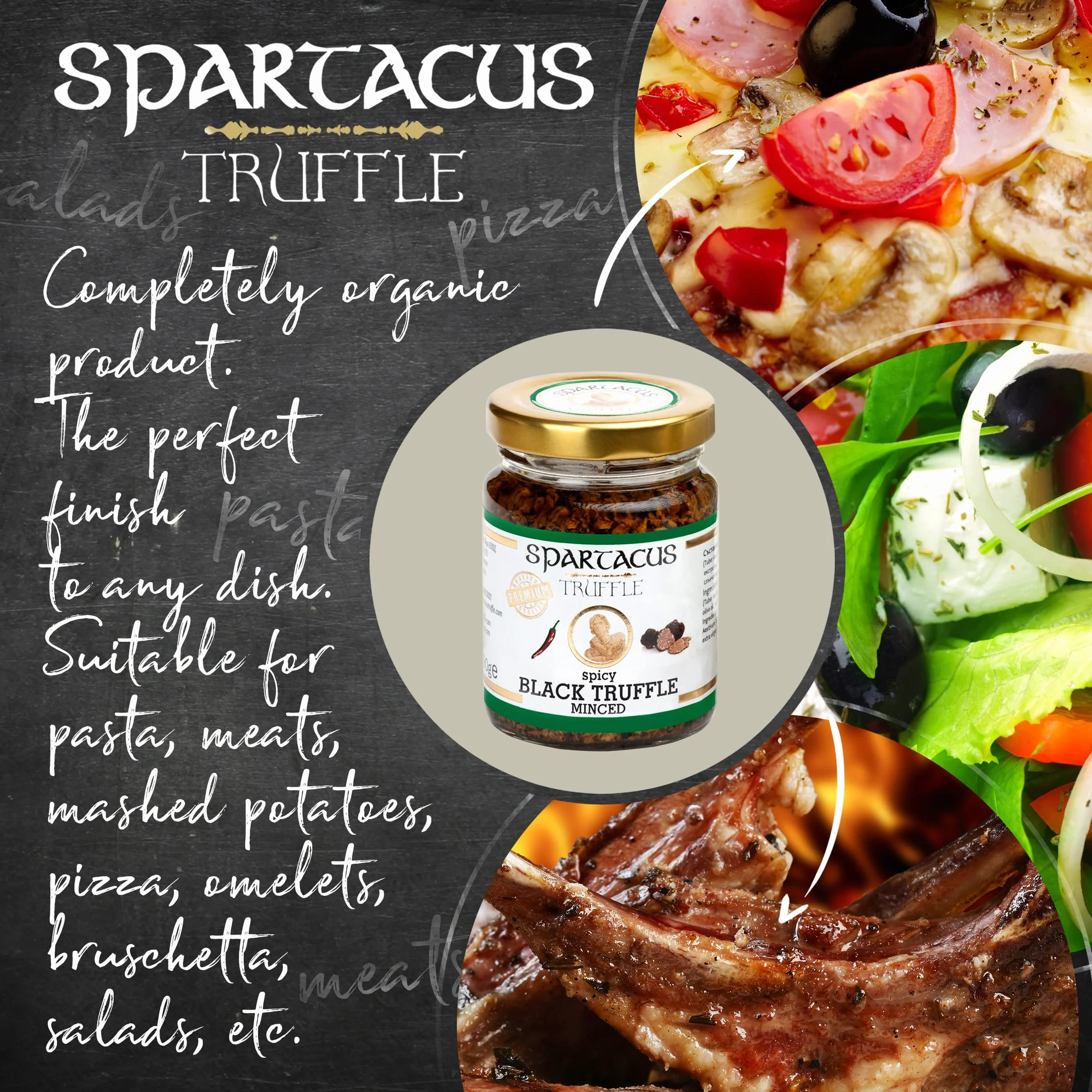 Spartacus negro picado Trufa ligeramente picante | Regálate la excelencia culinaria | Exquisitas trufas negras para gourmets