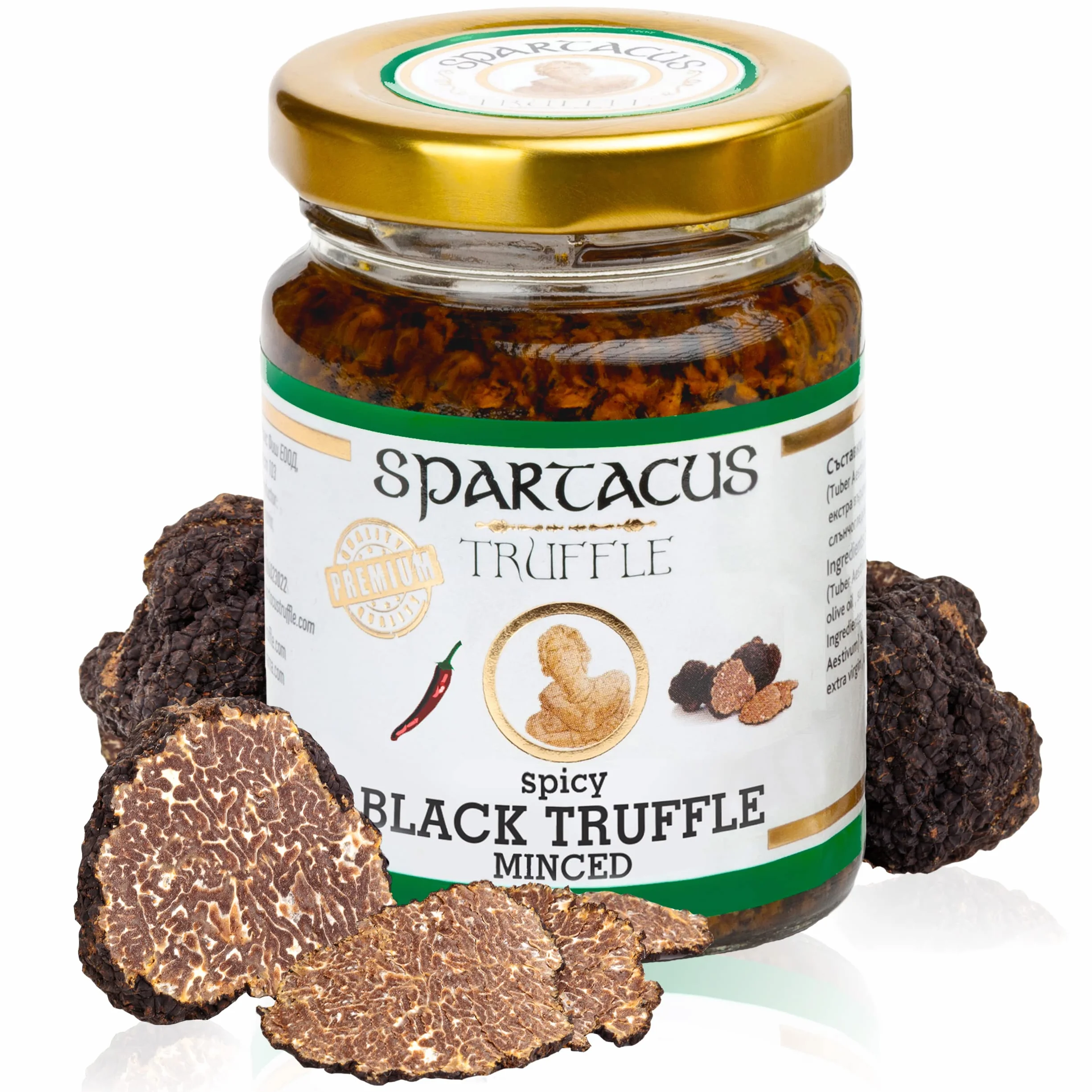 Spartacus negro picado Trufa ligeramente picante | Regálate la excelencia culinaria | Exquisitas trufas negras para gourmets