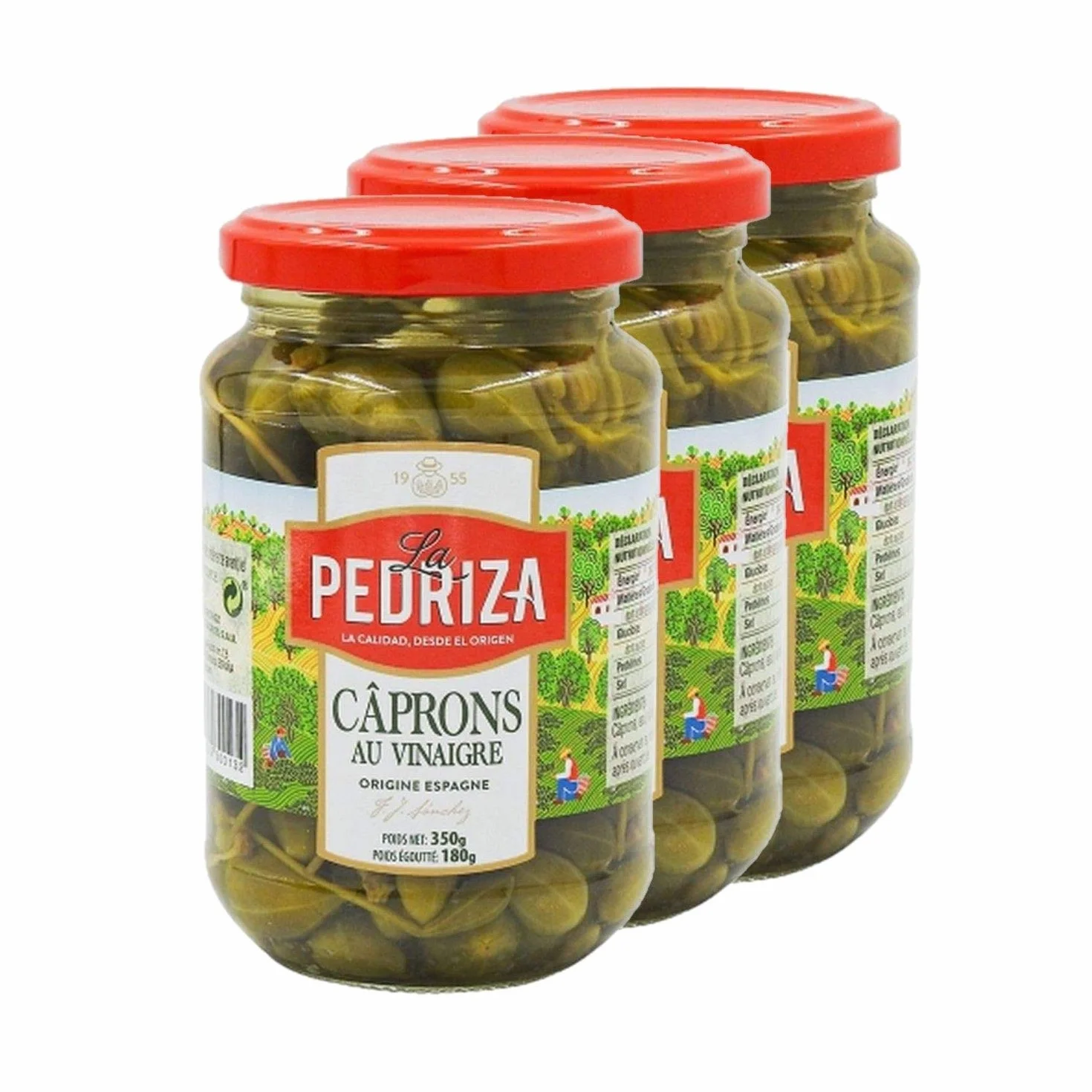 Lote de 3 alcaparras de vinagre Pedriza Tarro 180 g