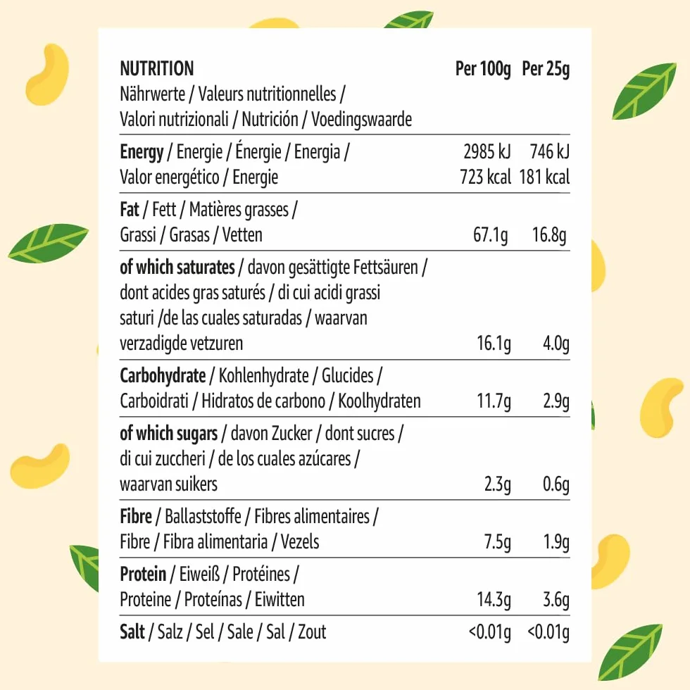 Marca Amazon - Happy Belly Anacardos tostados y salados, 150g, Paquete de 6