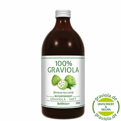 Zumo de Guanábana 500 ml - Sin Filtrar, Vegano, Hecho de Puré de Graviola 100%