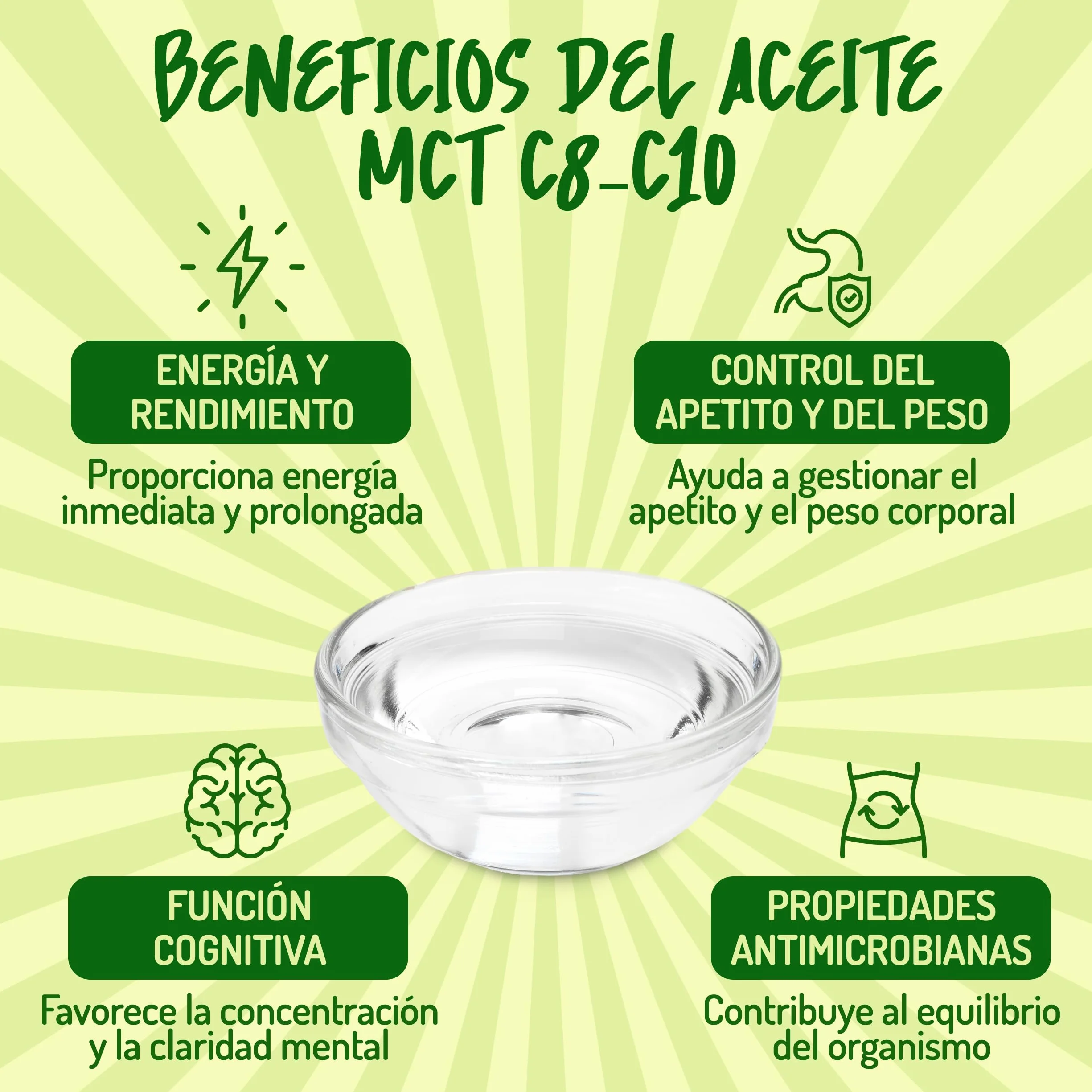 Aceite MCT C8 C10 de Coco Orgánico Prensado en Frío 500ml - 60% C8 40% C10 Virgen Natural Puro