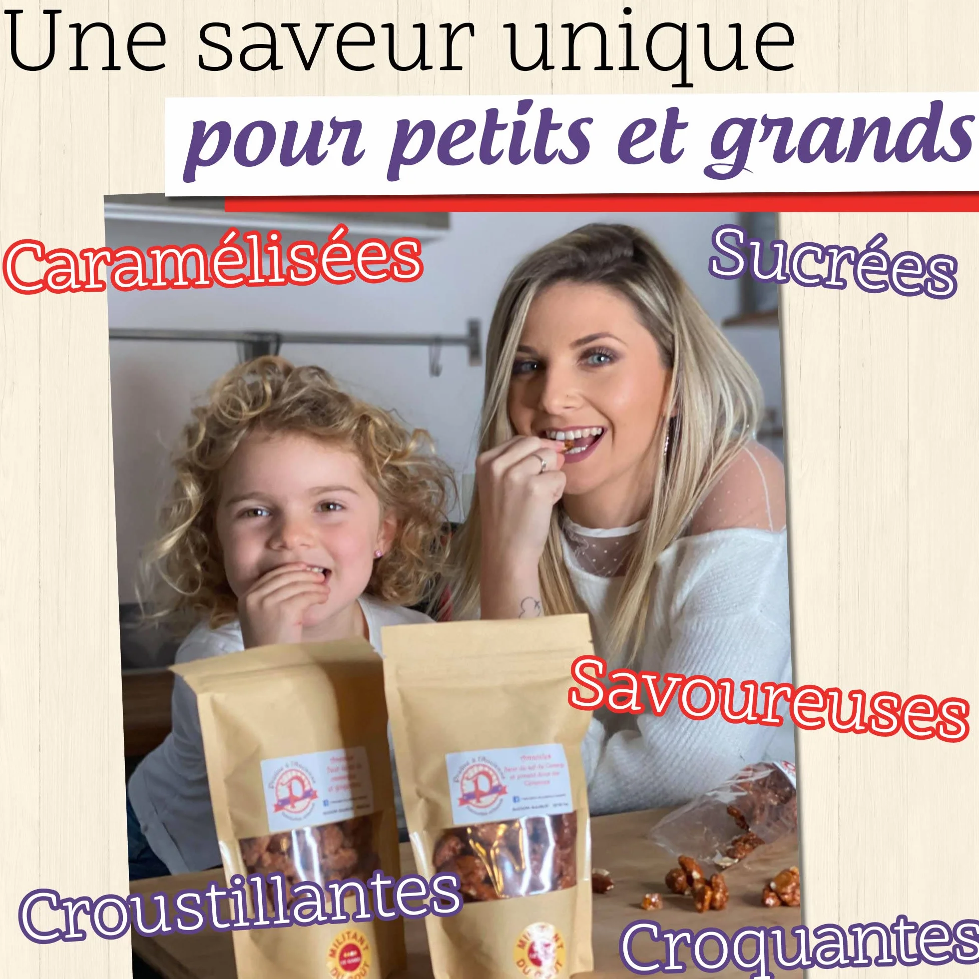 Pralinés a la Antigua - Caja de Regalo de Pralinés «Clásicos» - Delicias Artesanales Favoritas - Almendras, Pacanas, Cacahuetes - 3 Bolsitas - 430 gr - Fabricado en Francia