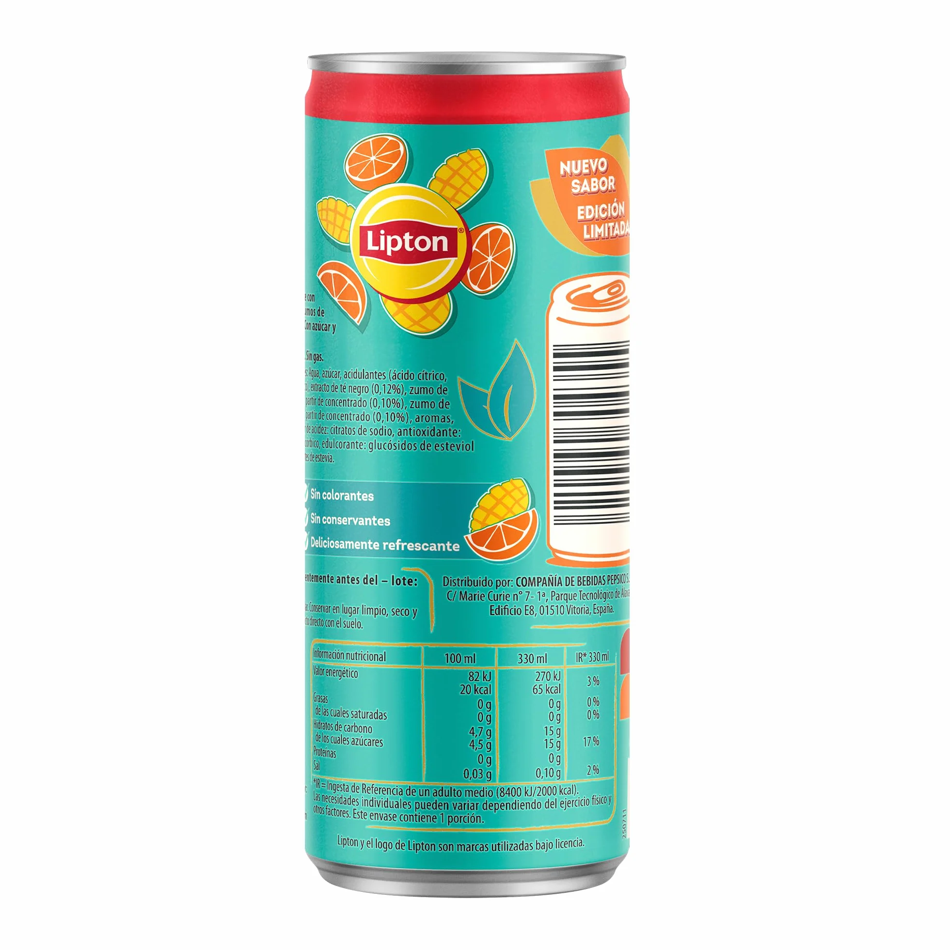 Lipton Ice Tea Naranja Mango Lata 330 ml Bebida Refrescante de Té Negro