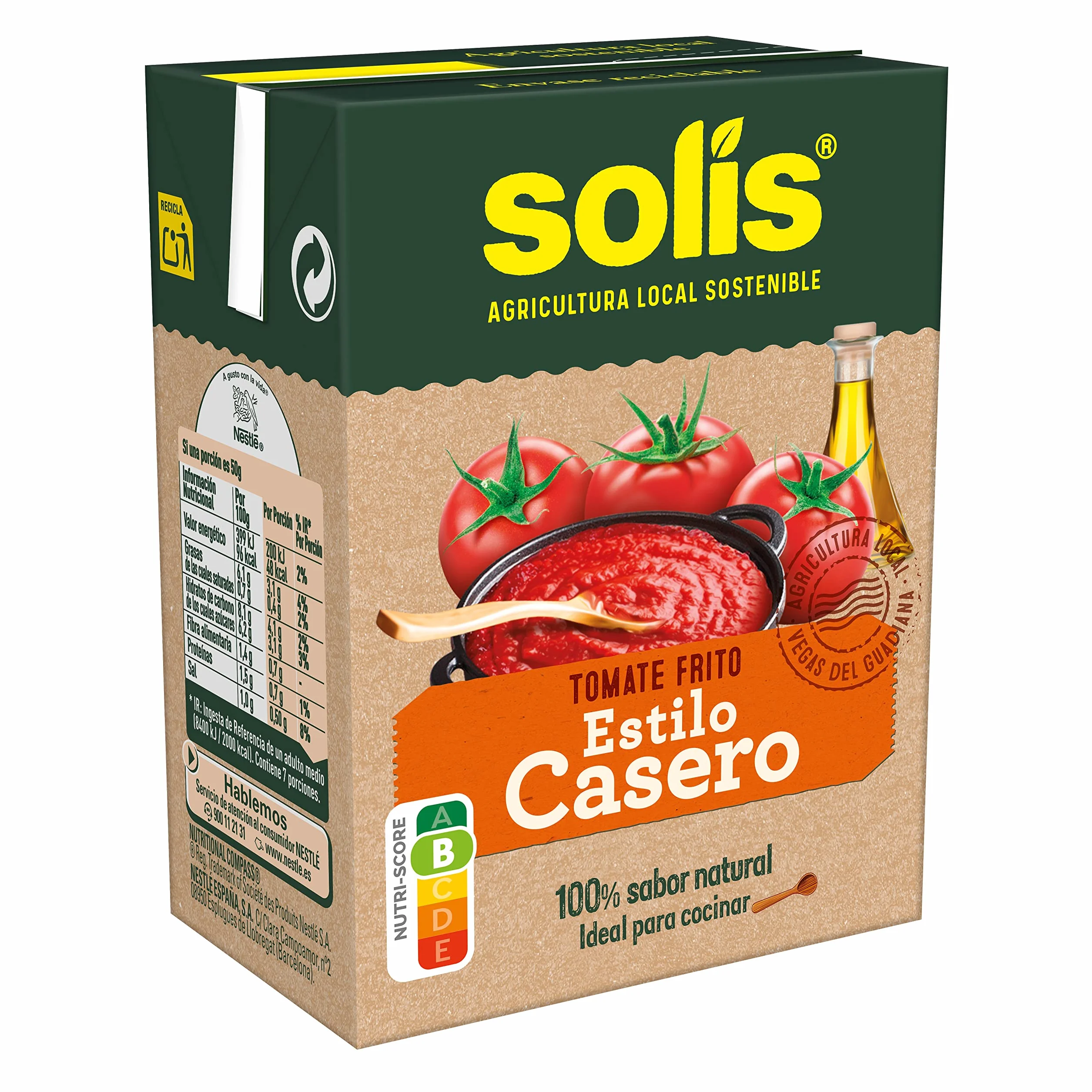 SOLÍS Tomate Frito Estilo Casero Brick - Pack de 12 x 350g - Tomate sin gluten