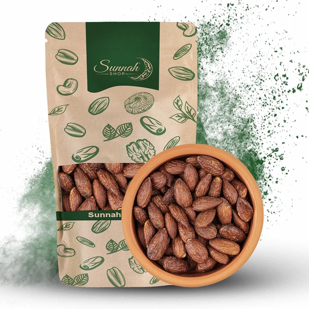 Almendras ahumadas Sunnah Shop® 1KG BBQ asadas, ahumadas y saladas | Almendras crujientes con un abundante aroma ahumado | proteína vegana | Almendras ahumadas Almendra tostada y salada