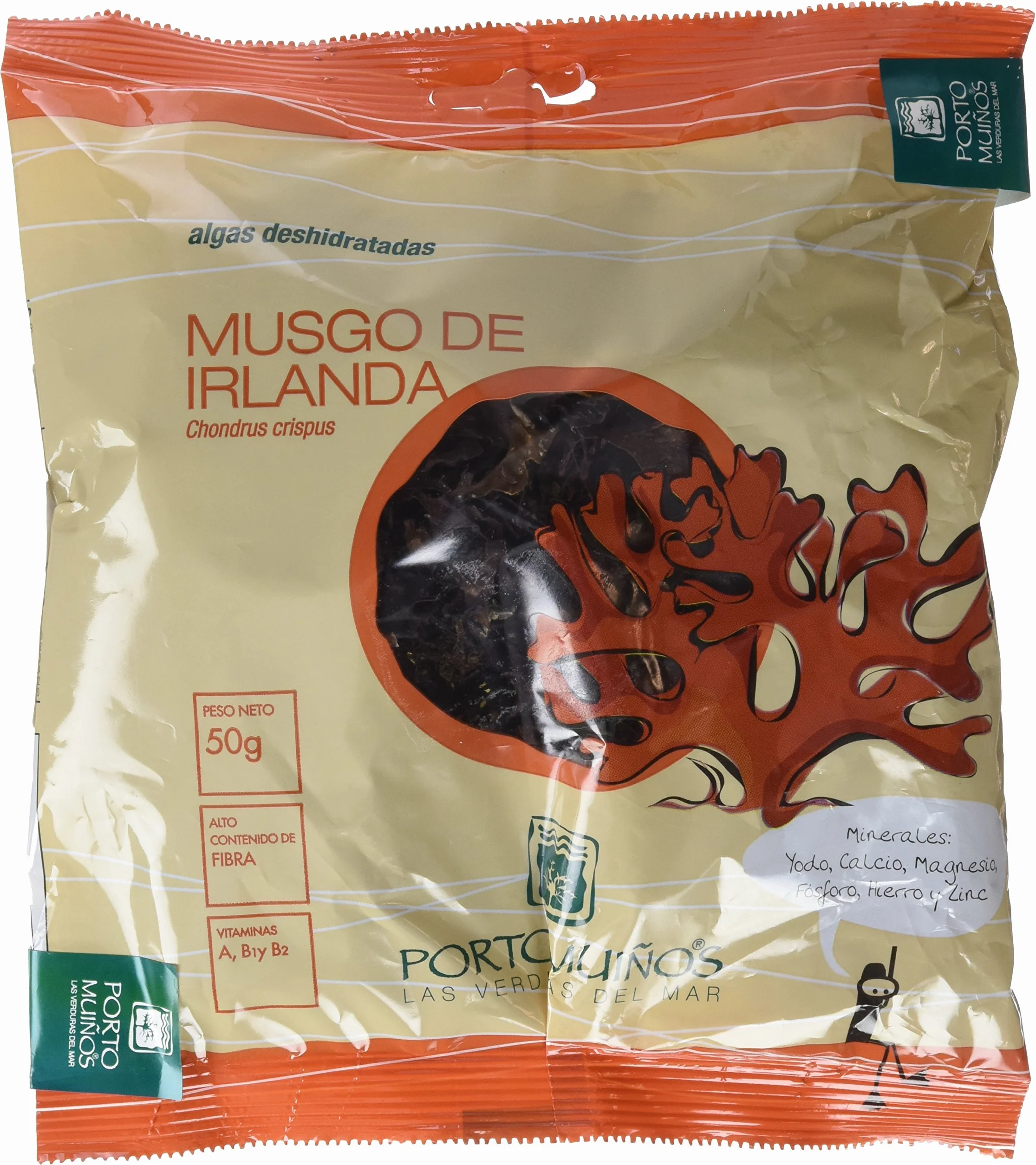 Porto Muiños Alga Musgo de Irlanda Deshidratada - Paquete de 2 x 50 gr - Total: 100 gr