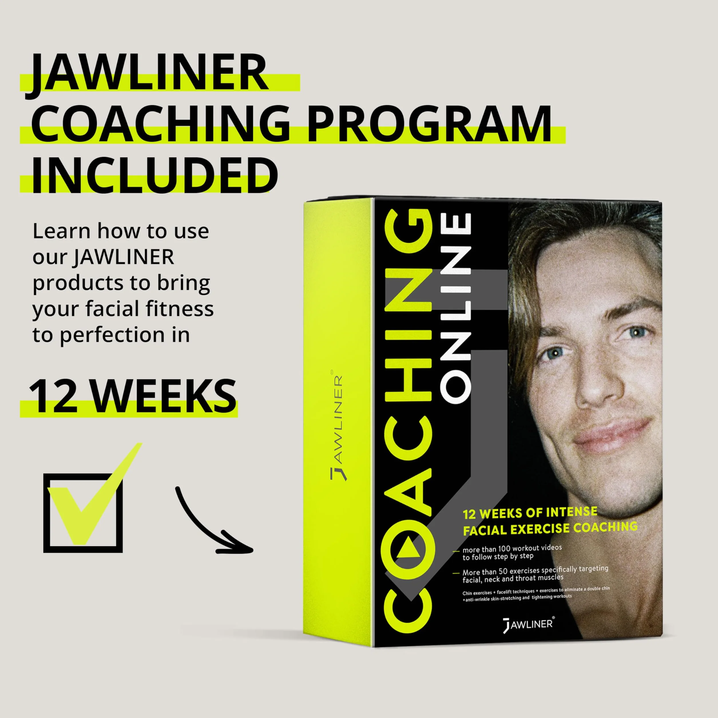 Jawliner® Goma de mascar dura para fitness facial - Ejercitador de mandíbula para esculpir músculo masetero, resistencia 6-10 veces más fuerte, vegana sin azúcar