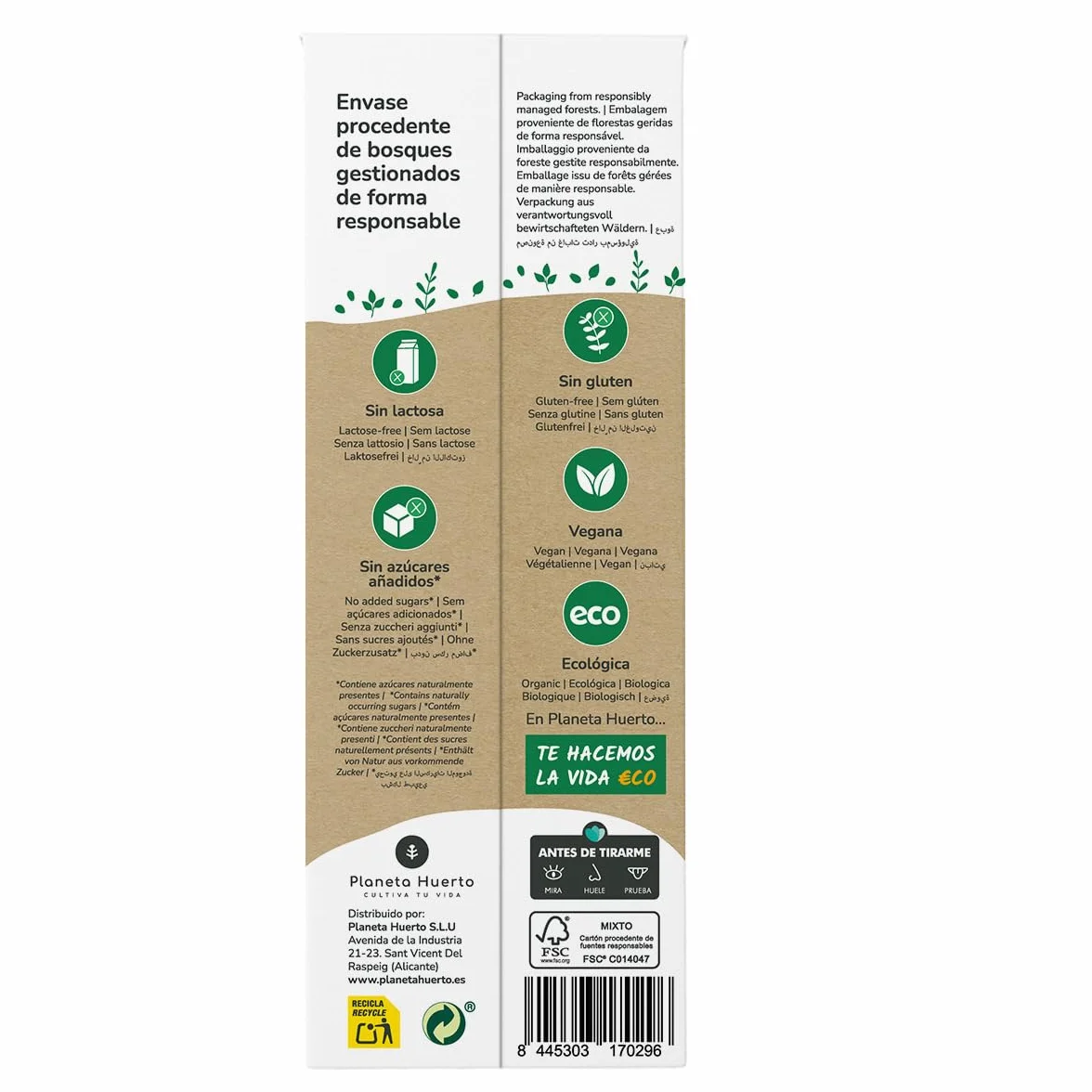 Pack 12× Bebida de Arroz ECO 1 L – Bebida Alternativa Vegetal Ecológica sin Lactosa