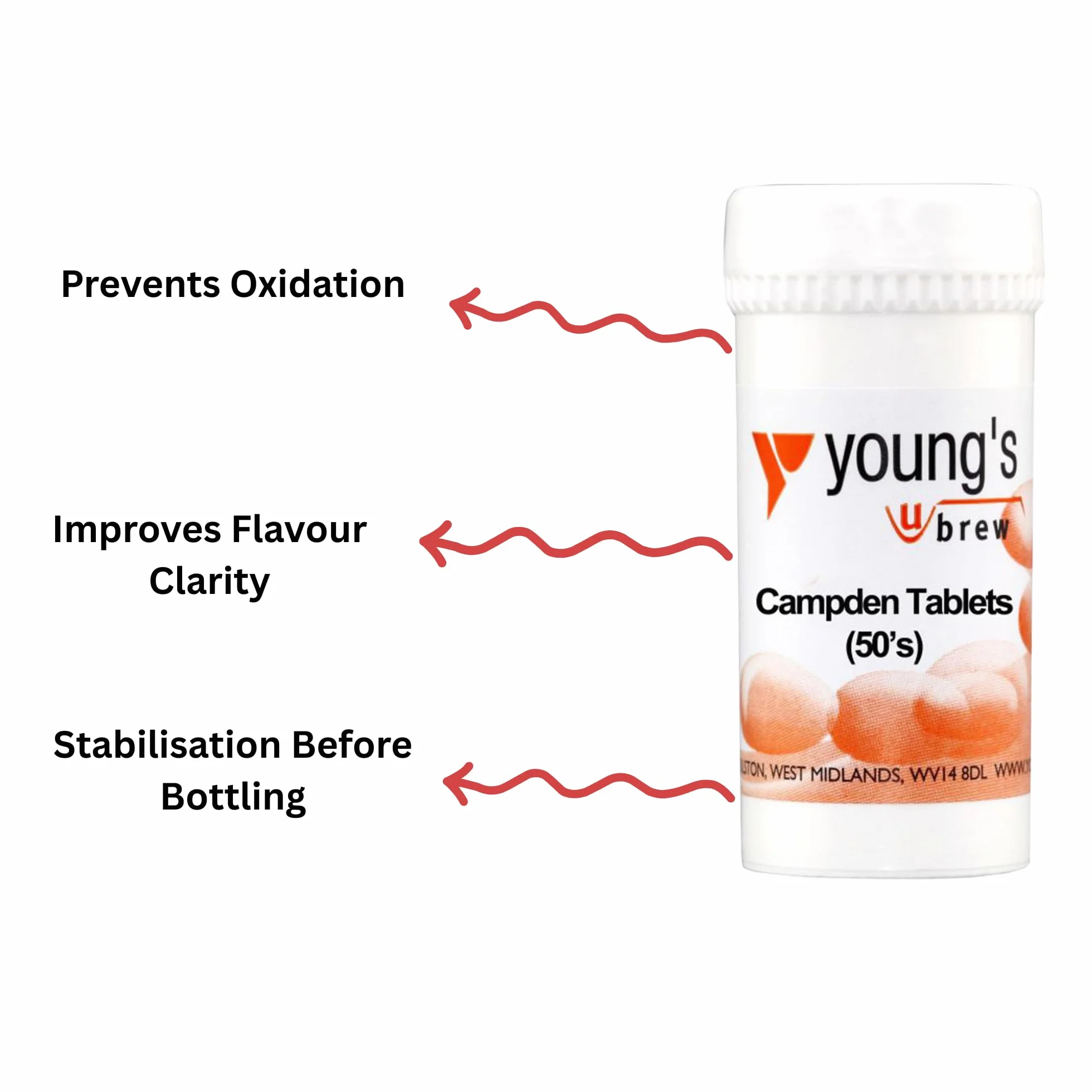 Young's Campden Tabletas y nutrientes de levadura, paquete de 2, 50 tabletas, 100 g para hacer vino y sidra casera