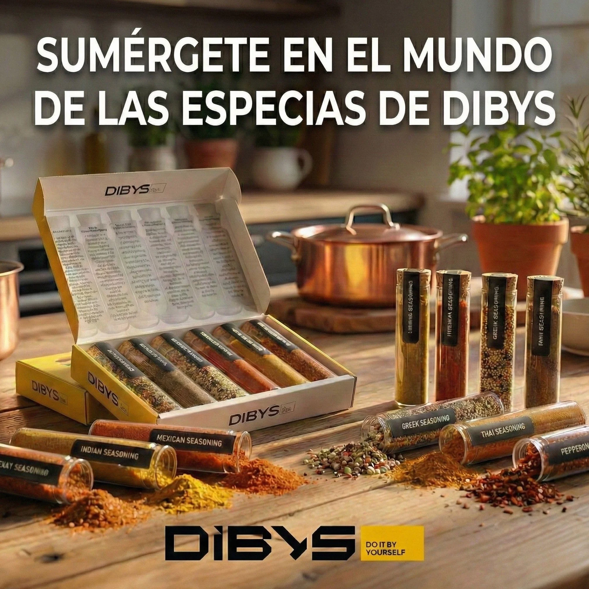 DIBYS Set de Regalo Especias de Todo el Mundo 6 Mezclas con Recetas