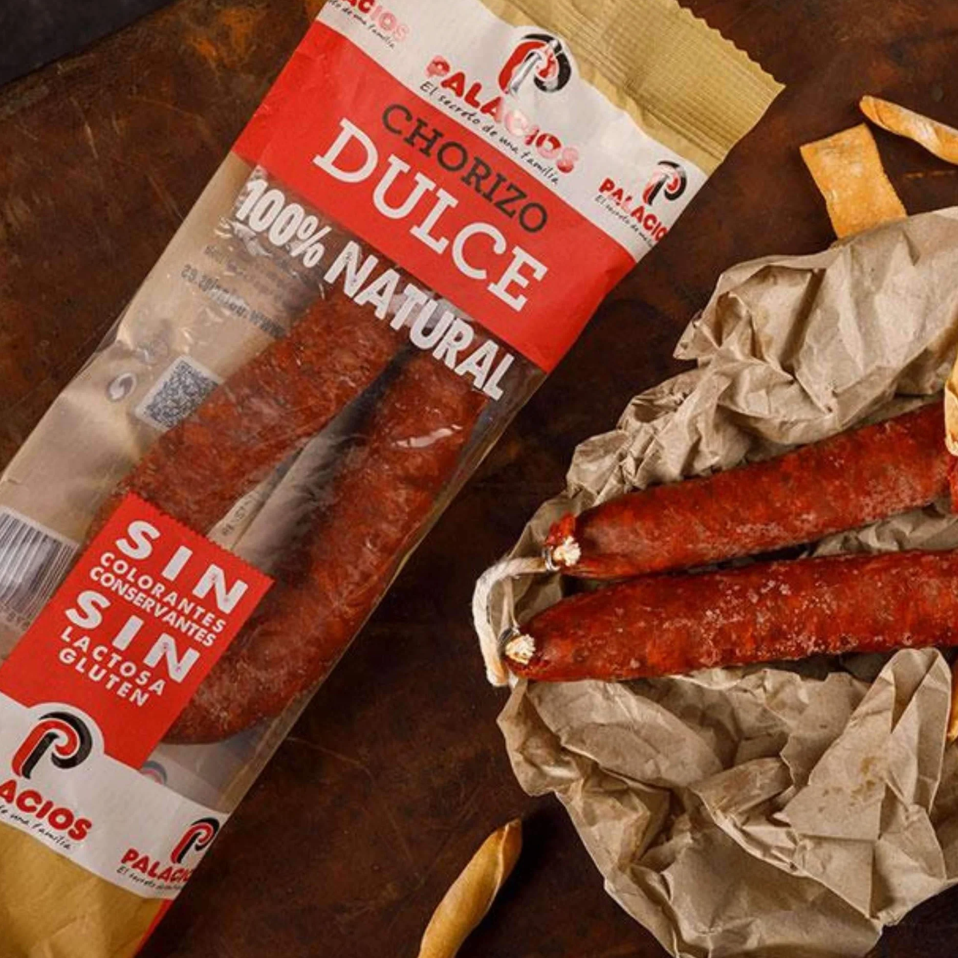 Chorizo Palacios Dulce Extra -Peso Aproximado 300 gramos Unidad - Chorizo Riojano - Sin Gluten Sin Lactosa (Lote 2 Chorizos Dulces)