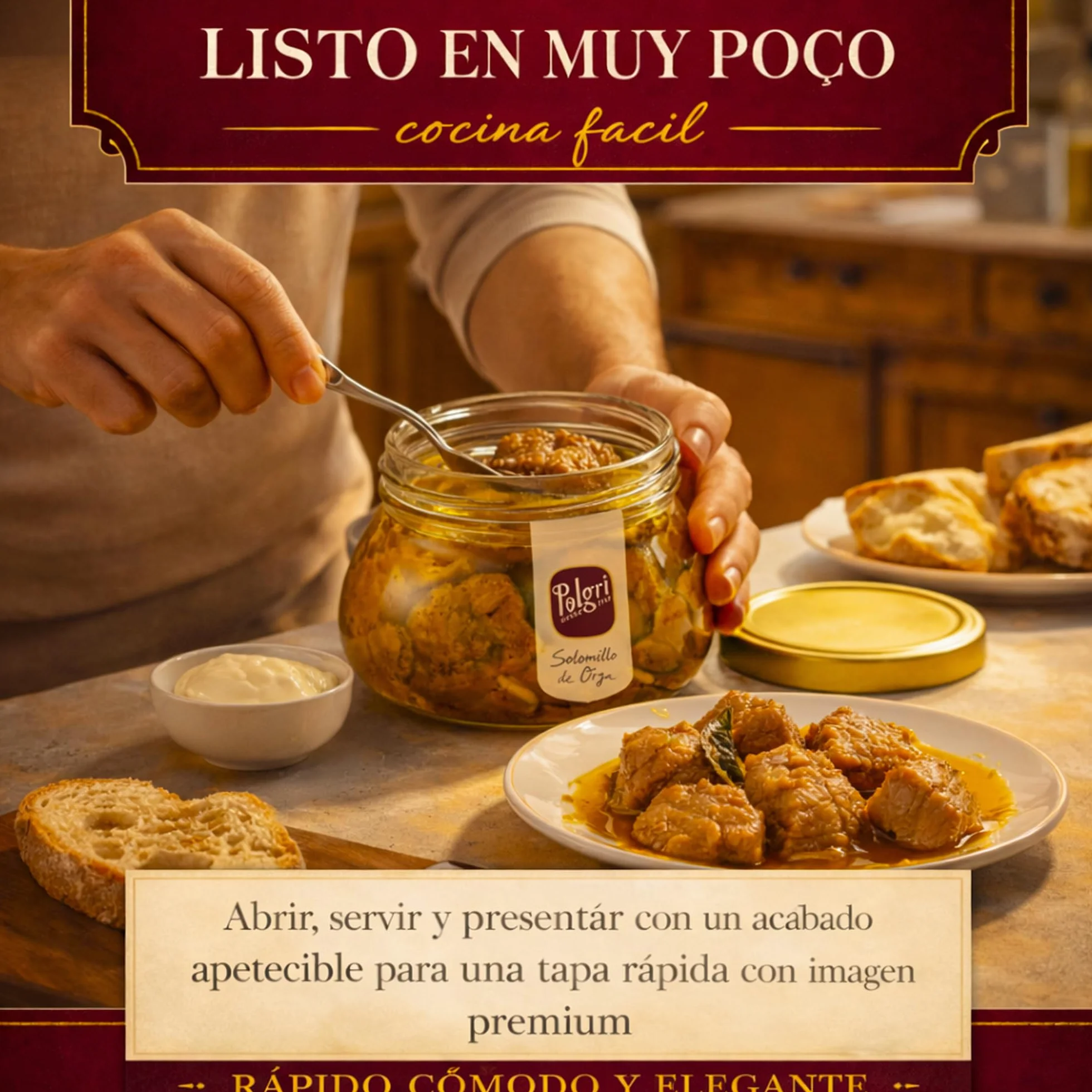 POLGRI Solomillo de Orza Lomo de Orza Conserva Gourmet de Cerdo en AOVE 850 ml Receta Manchega Tradicional
