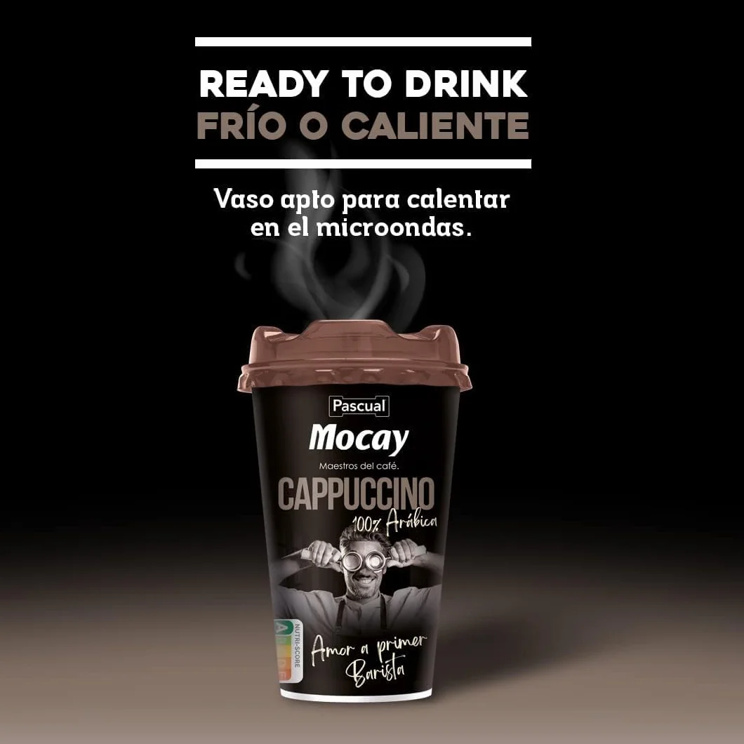 Pack 10 Mocay Café Frío Cappuccino 200 ml | Café Listo para Beber con Leche | Elaborado con Café 100% Arábica | Bebida Refrigerada Lista para Tomar | Entrega 24h