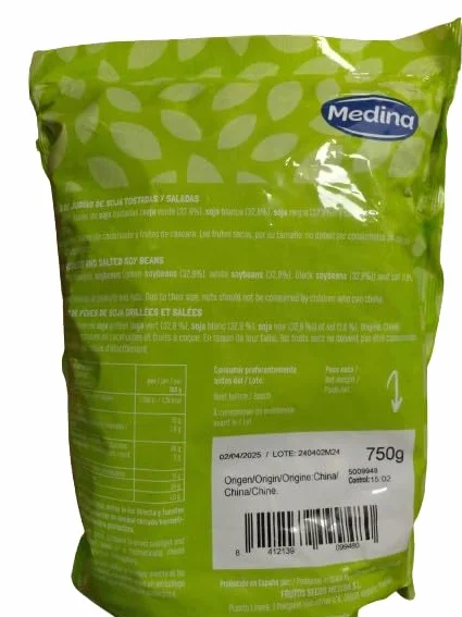 Edamame Tostado Medina 750 g – Snack Crujiente, Alto en Proteínas y Fibra, Vegano, Keto