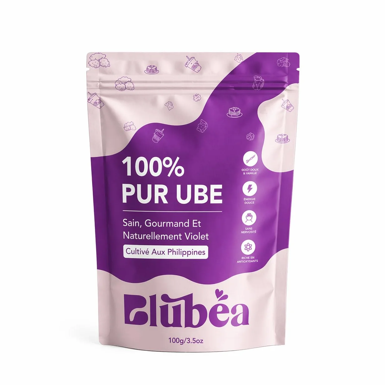 Blubea Polvo Ube 100% natural, rico en antioxidantes, 100 g